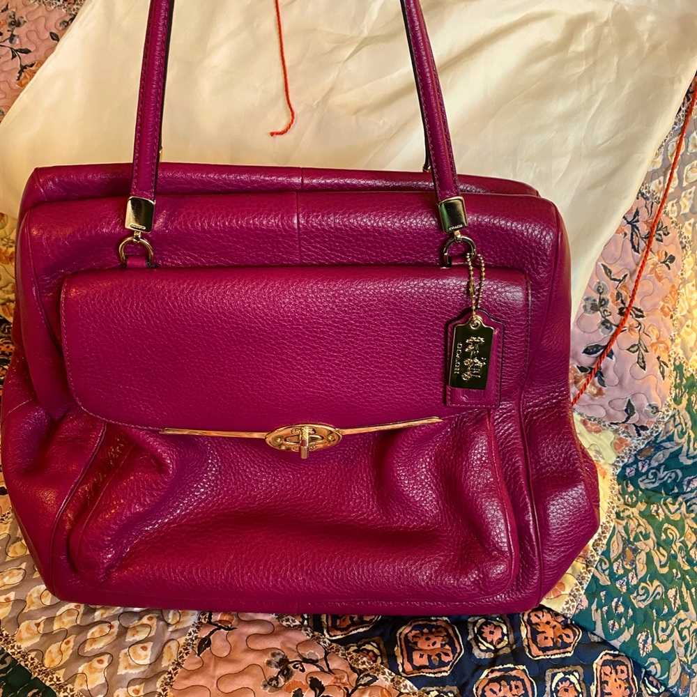 EUC Coach Magenta and Gold Tote